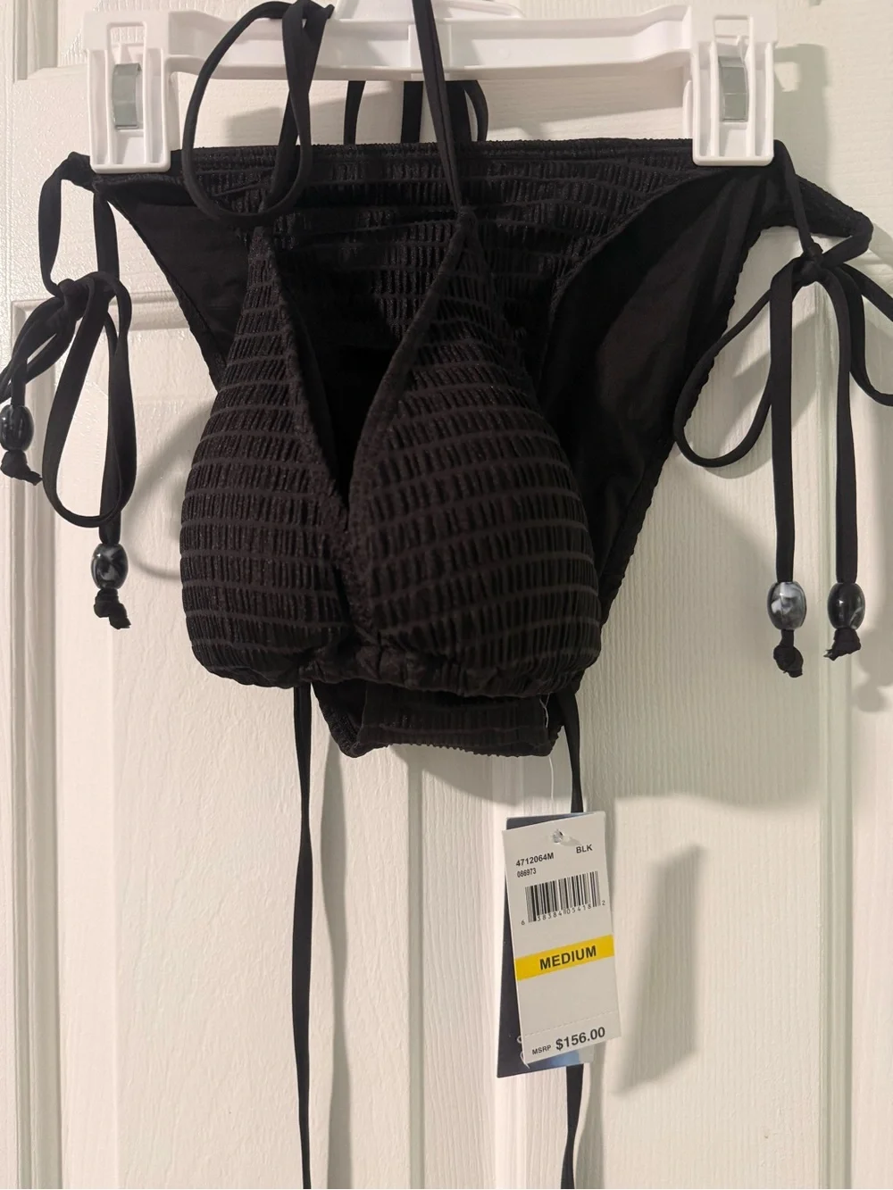 Isabella Rose Black Textured Tie-Side Bikini